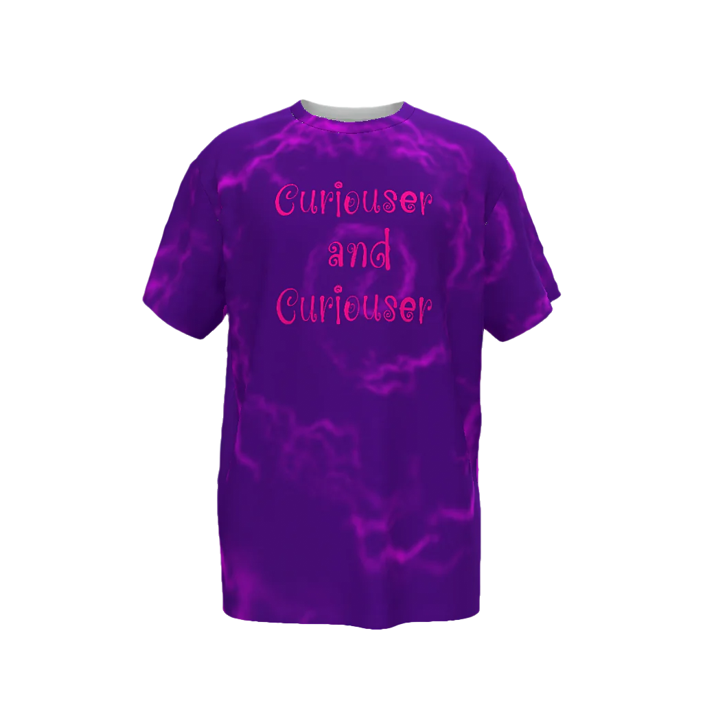 AOP,Women’s clothing ,Unisex Tshirt ,Curiouser,Alice in wonderland ,Spiraling ,All over print,Purple ,Pink,Spiral