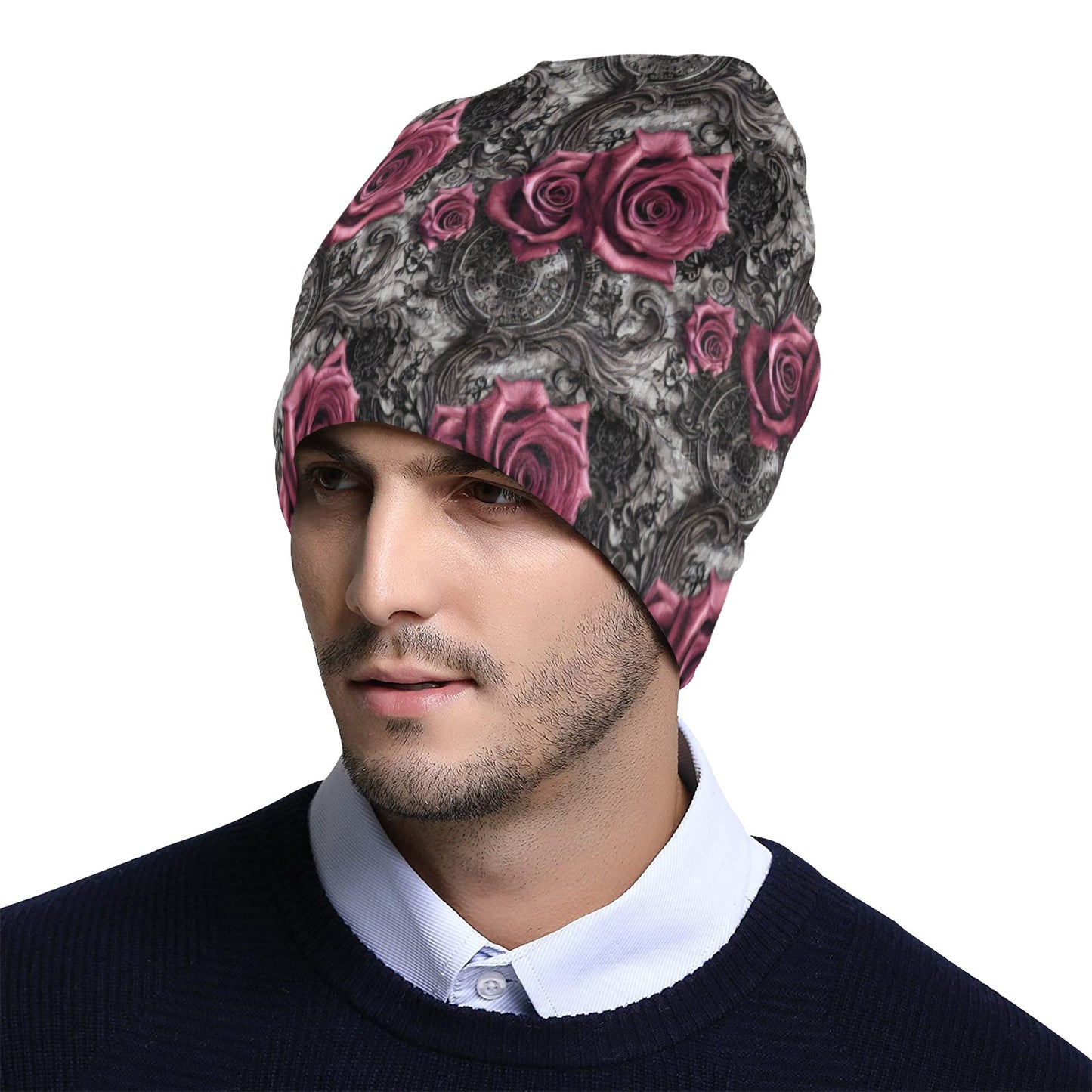 Pink Roses Steampunk Beanie Hat