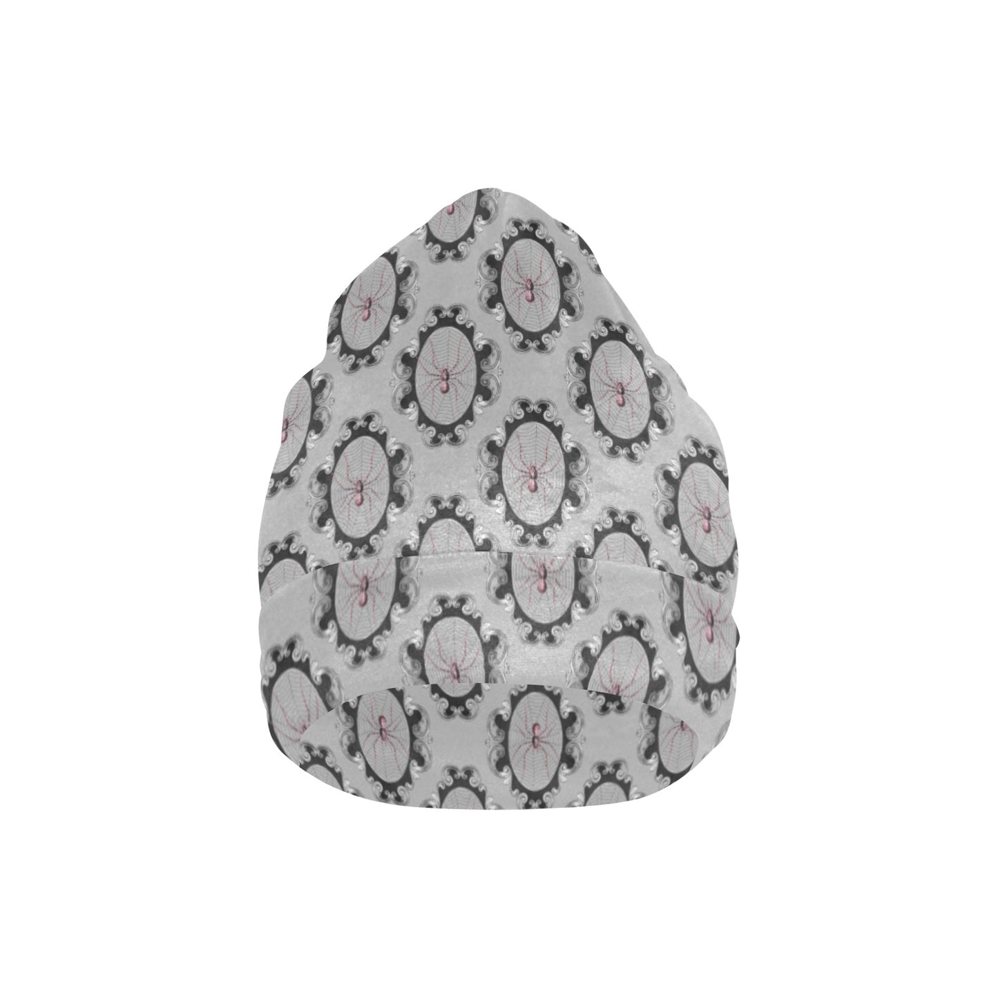 Grey and Pink Spiders Beanie Hat